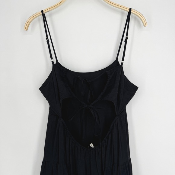 Moon River Open Back Maxi Dress Medium Black Strappy Ruffle Hem Elegant Chic - Picture 8 of 14